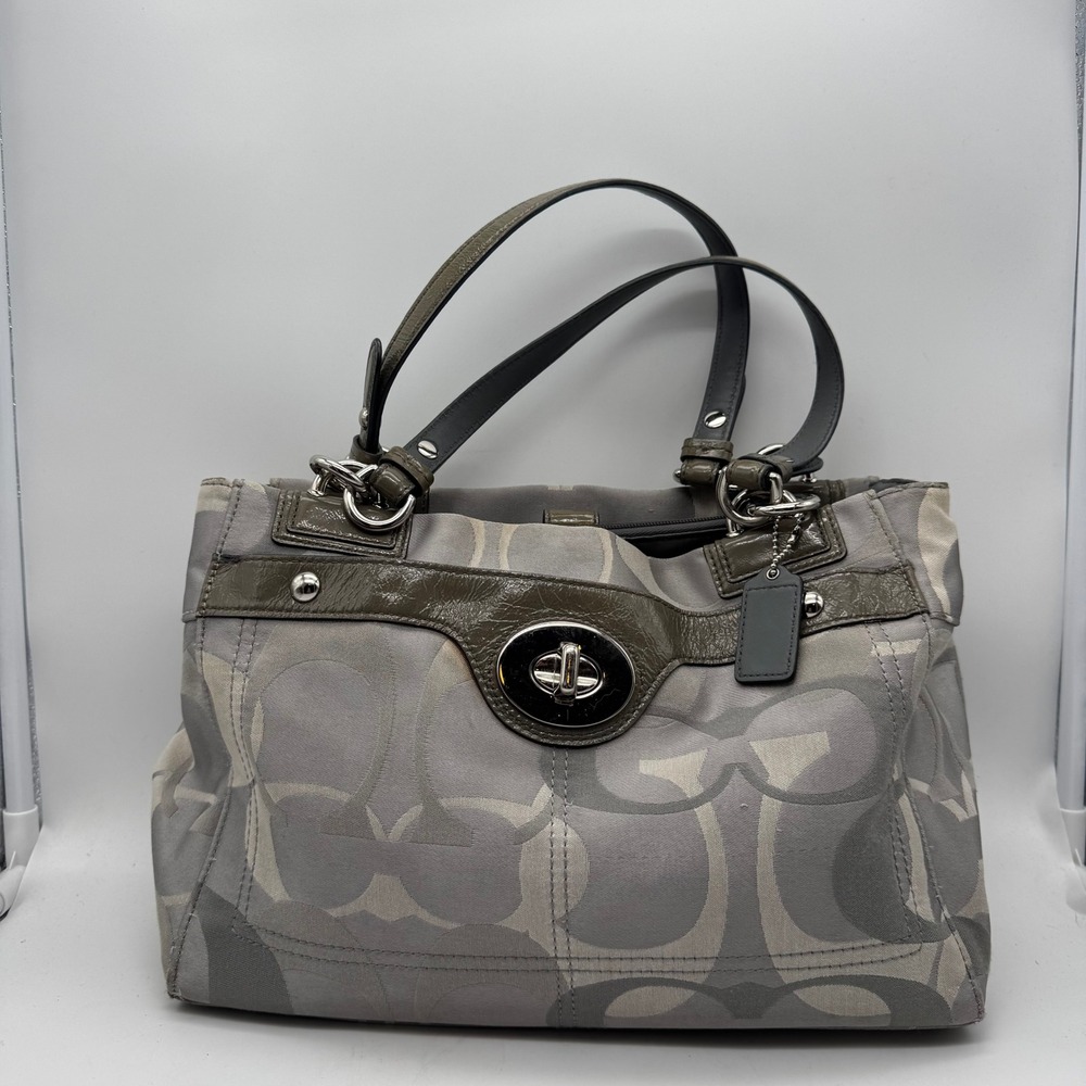 Coach Penelope Optic Signature Shoulder Bag Grey Dark Grey Tote Bag F17140